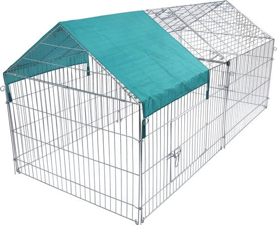 Casa per Animali Luxe XL - Ren - Gabbia per Polli - Gabbia per Puppi - Gabbia per Gatti - Gabbia per Conigli - Gabbia per Roditori - Panca per Cani - Argento - 220x103x103 cm