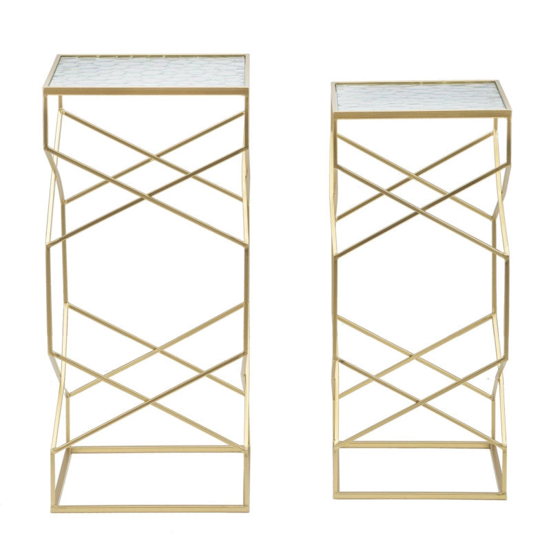 Tavolinetti Glassy Coppia cm 31,5x31,5x68-28x28x64