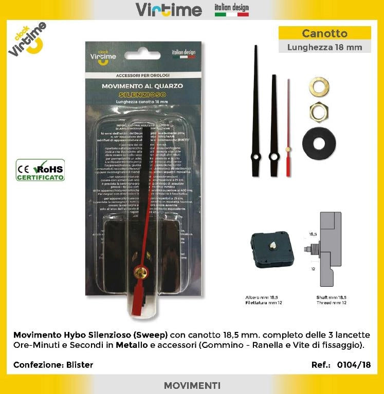 Kit di Ricambio Orologio al Quarzo Completo di Lancette 18,0 + 3