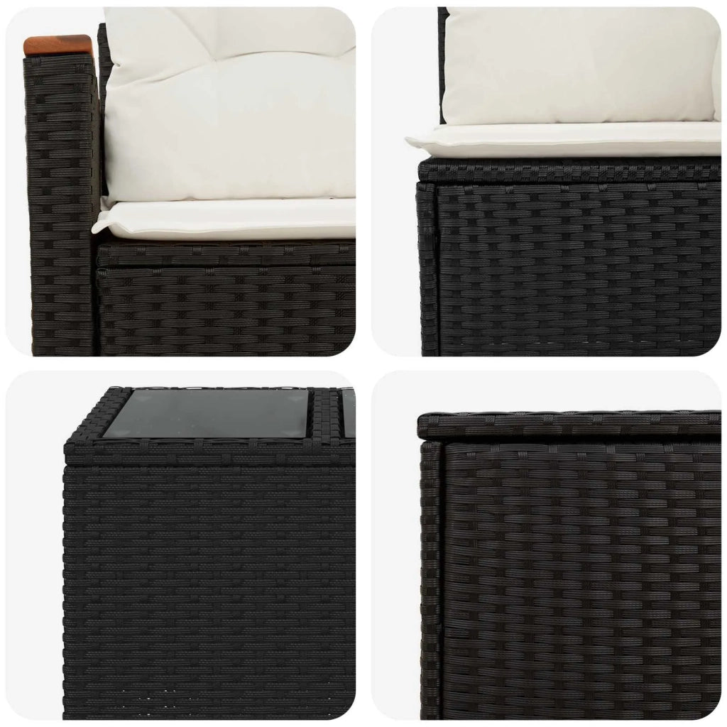Set di divani 6 pz Nero e Bianco Crema 3447656