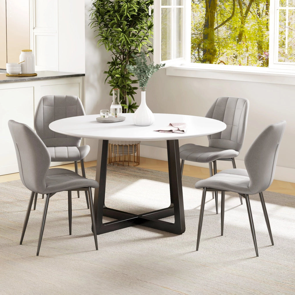 Set di 4 Sedie da Pranzo Moderne per Cucina e Soggiorno 47x57x85 cm Rivestimento in Flanella Grigio