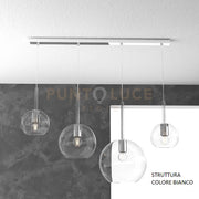 SOSP. BIANCO RETTANGOLARE 4 LUCI VETRI (1 GRANDE+1 MEDIO+2 PICCOLO) TUTTI TRASPARENTI 1155BI-S4 RMIX-TR