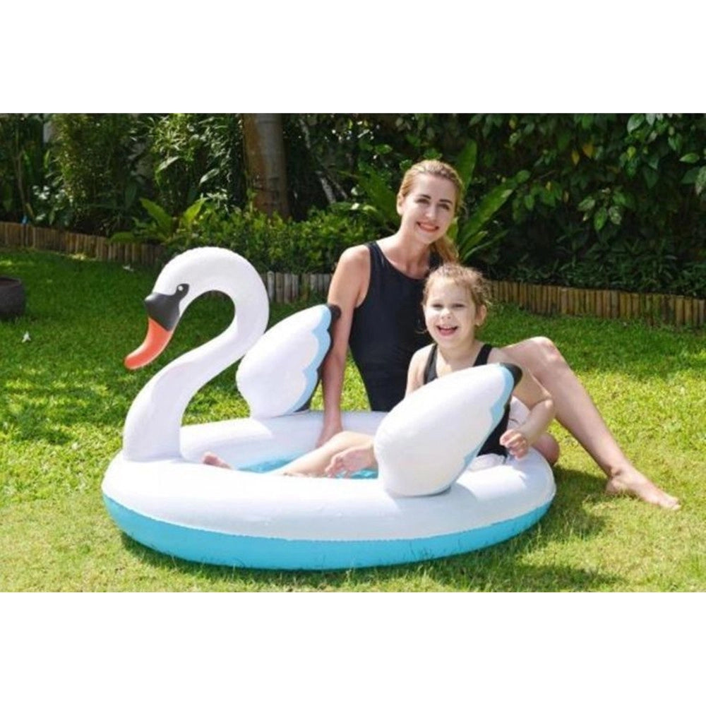 Trade Shop - Piscina Gonfiabile Per Bambini Forma Cigno 108x95x65cm Giardino Divertimento 016147 -