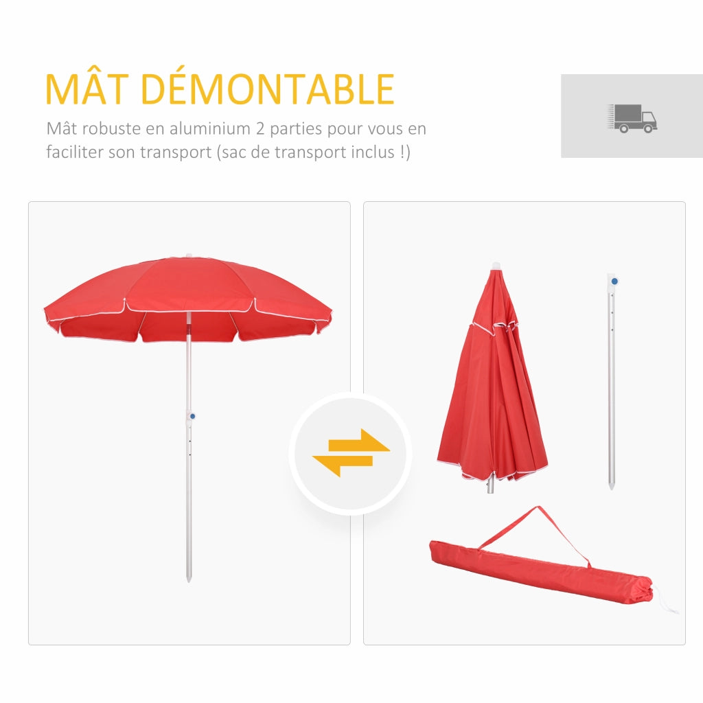 Ombrellone da giardino inclinabile ottagonale ¨C zephmum ¨C rosso ?180 cm tessuto anti-UV