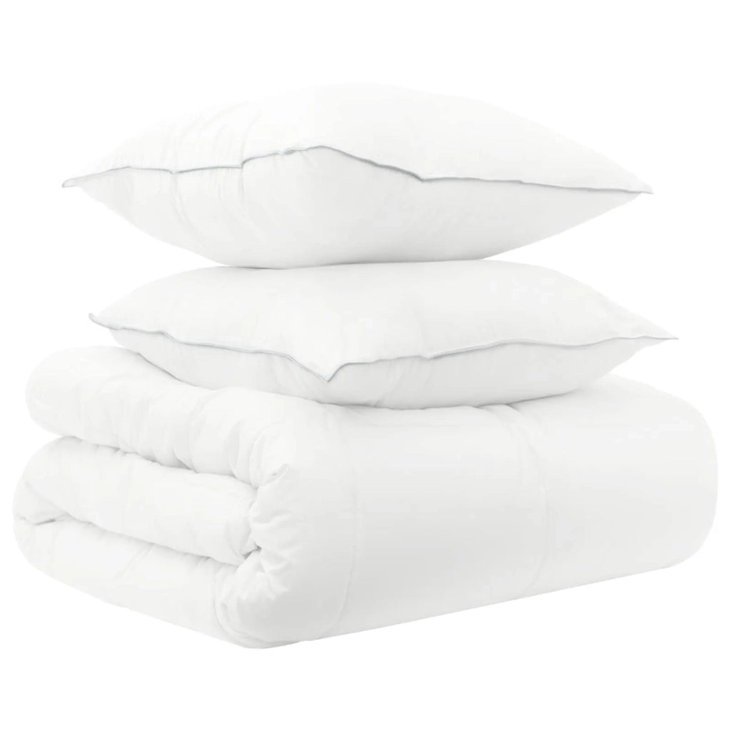 Set di Piumoni 3 pz 135 x 220 cm Tutte le stagioni Bambù Bianco 3432936