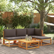 Set di divani da giardino 5 pezzi con cuscini in legno di acacia e corda 3278825
