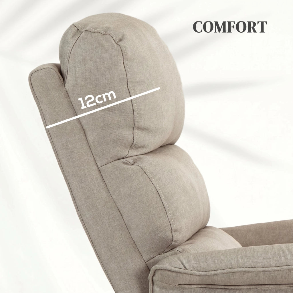 Poltrona Alzapersona Elettrica Reclinabile con Poggiapiedi, Telecomando e Tasca, Beige