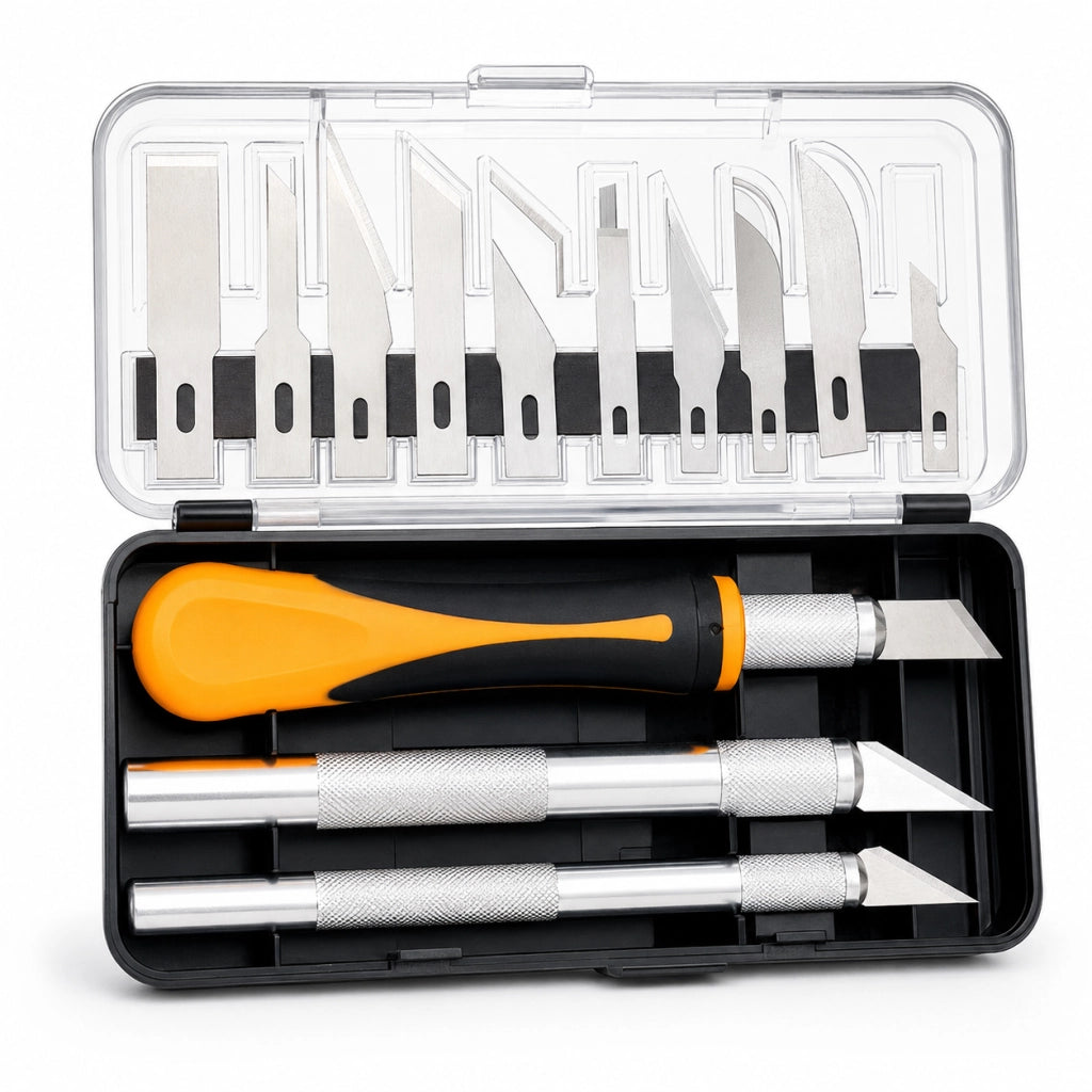 Set Bisturi Modellismo 16 Pezzi 3 Manici 13 Lame Tagliabalsa
