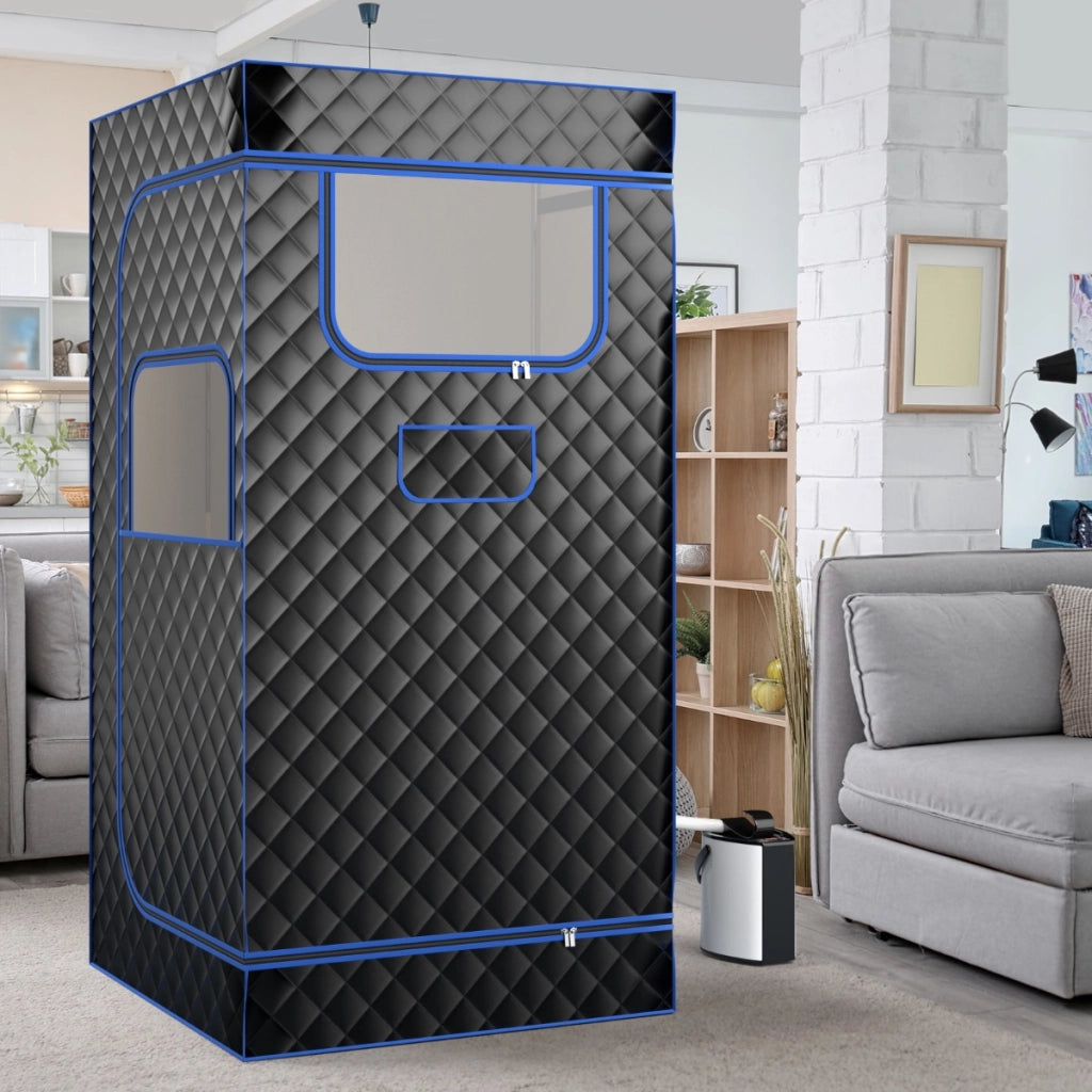 Sauna portatile a vapore per casa con generatore di vapore da 3L telecomando, Box sauna completo 1 posto Nero