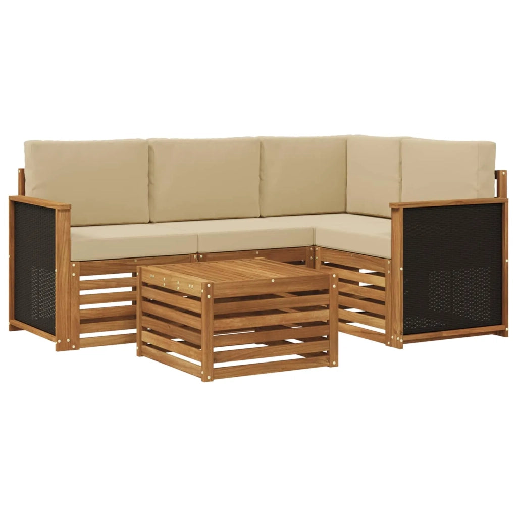 Set di divani da esterno 5 pcs Naturale e Beige 59 x 59 x 37 cm