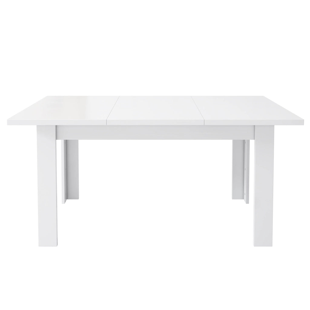 Tavolo da pranzo con piano ribaltabile e vano contenitore stile moderno per sala da pranzo e cucina in MDF bianco 120 × 70 cm