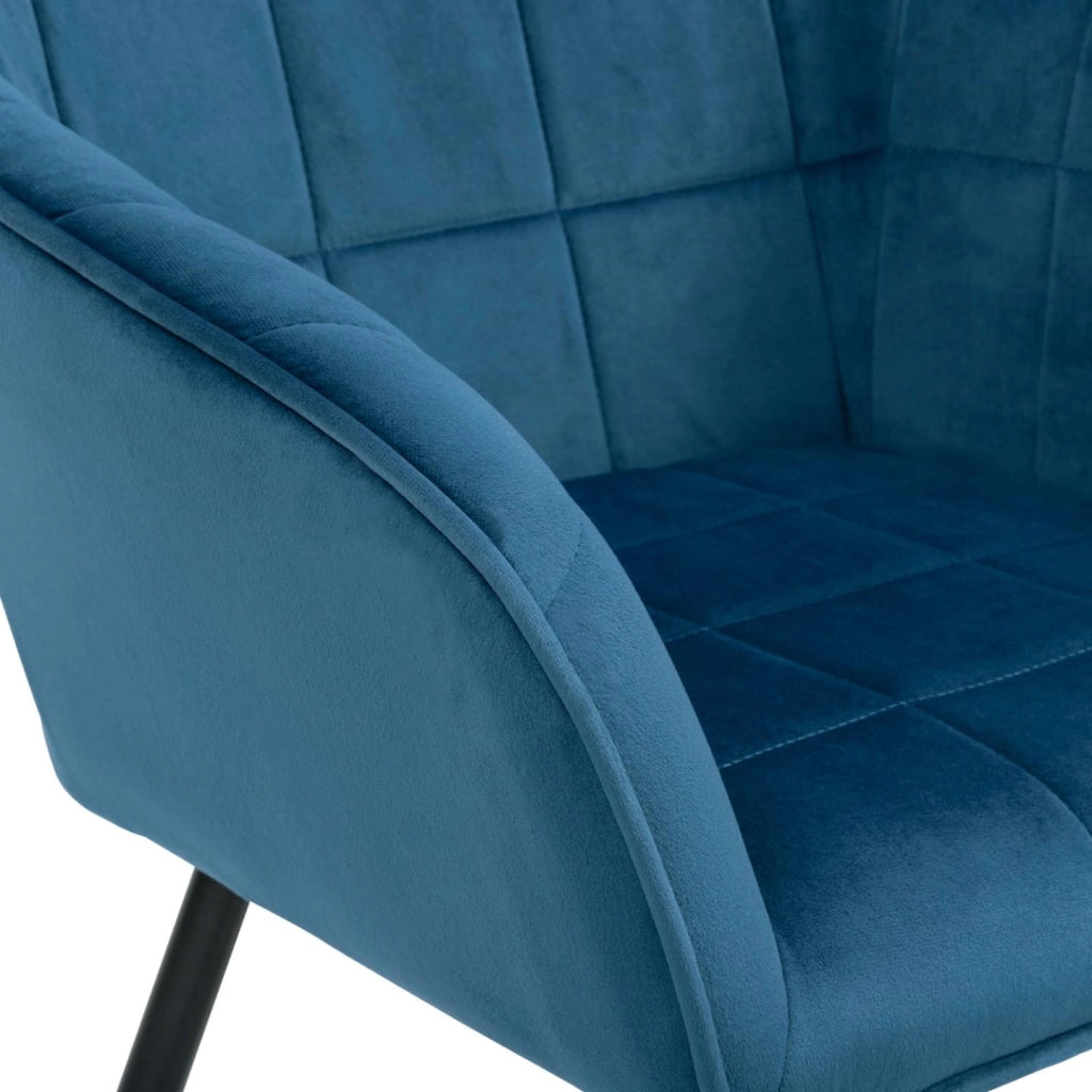 Set di 2 sedie in velluto blu con braccioli MADY