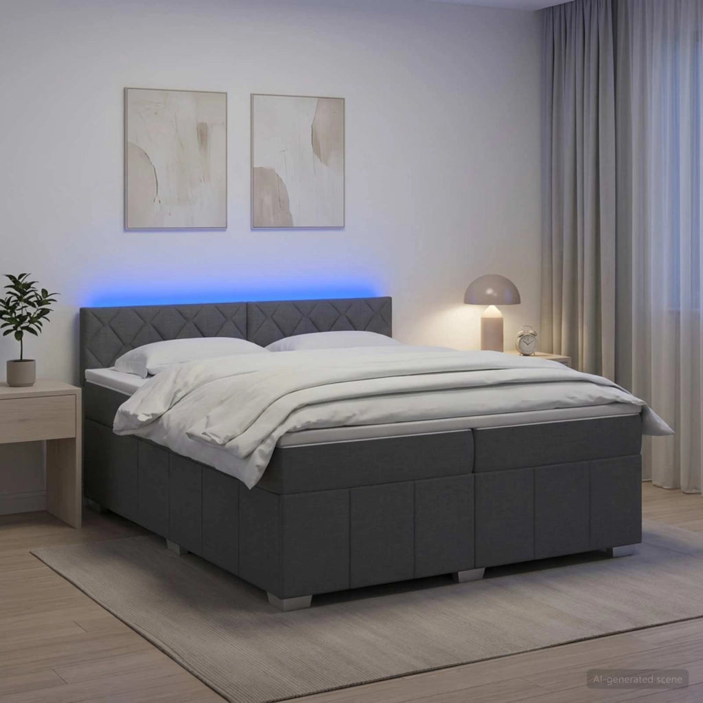 Letto box spring con materasso Grigio Scuro 200 x 200 cm 3452762