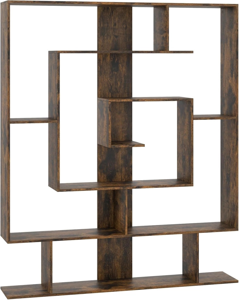 Libreria geometrica, scaffale espositivo, scaffale espandibile, scomparti aperti, protezione antiribaltamento, per soggiorno, camera da letto, studio (marrone)
