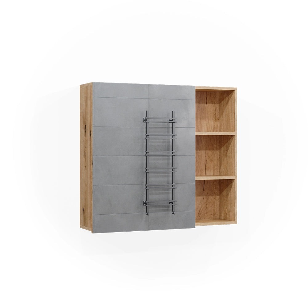 Vicco Specchio contenitore bagno Rovere 90 x 80.9 cm con anta e vani a giorno