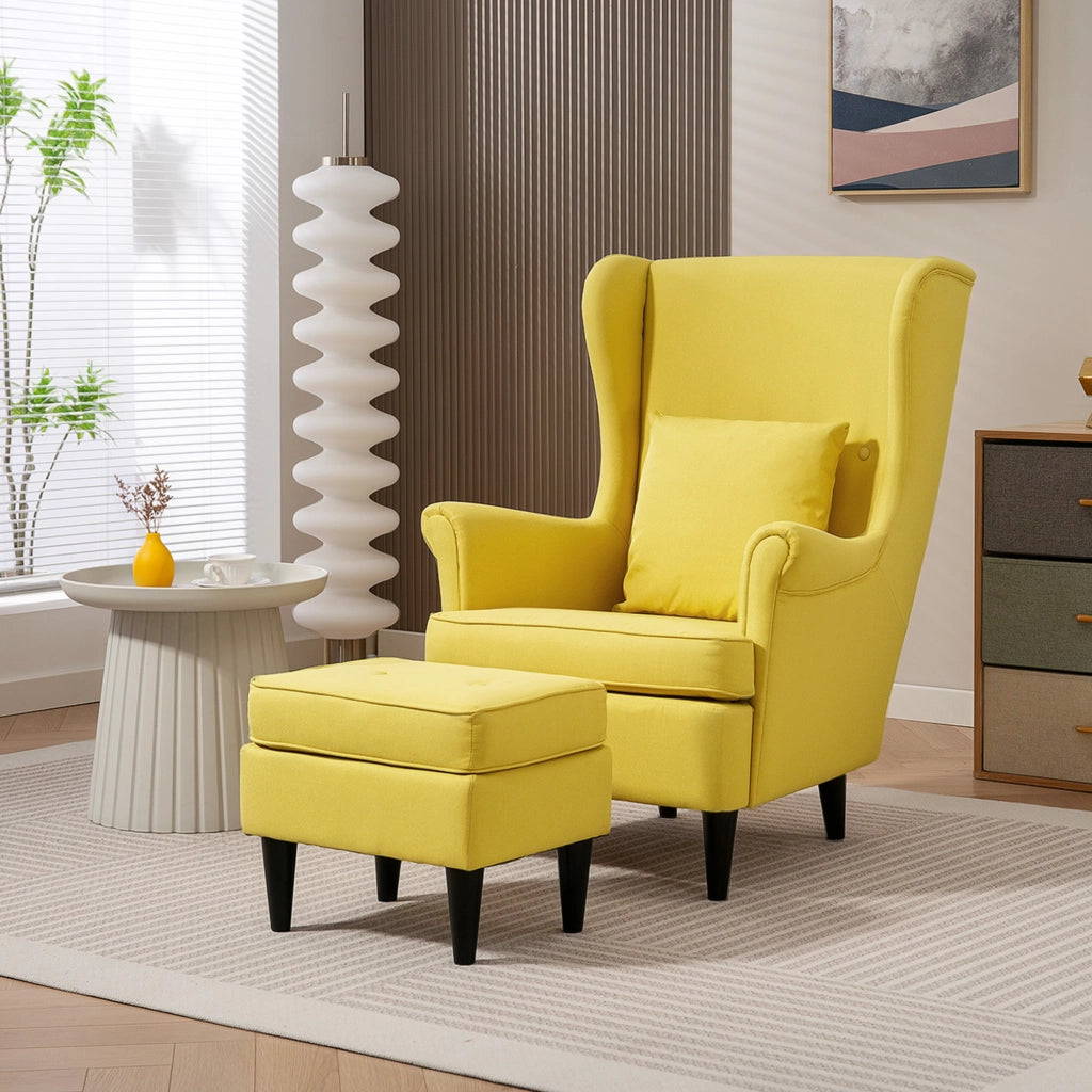 Poltrona con poggiapiedi ¨C zephmum ¨C tessuto giallo