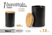 BARATTOLO IN CERAMICA TONDO NERO 600ML 9 X 13 CM