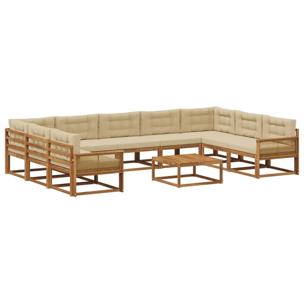 Set di divani da esterno con cuscino 10 pcs Naturale e Beige 3382911