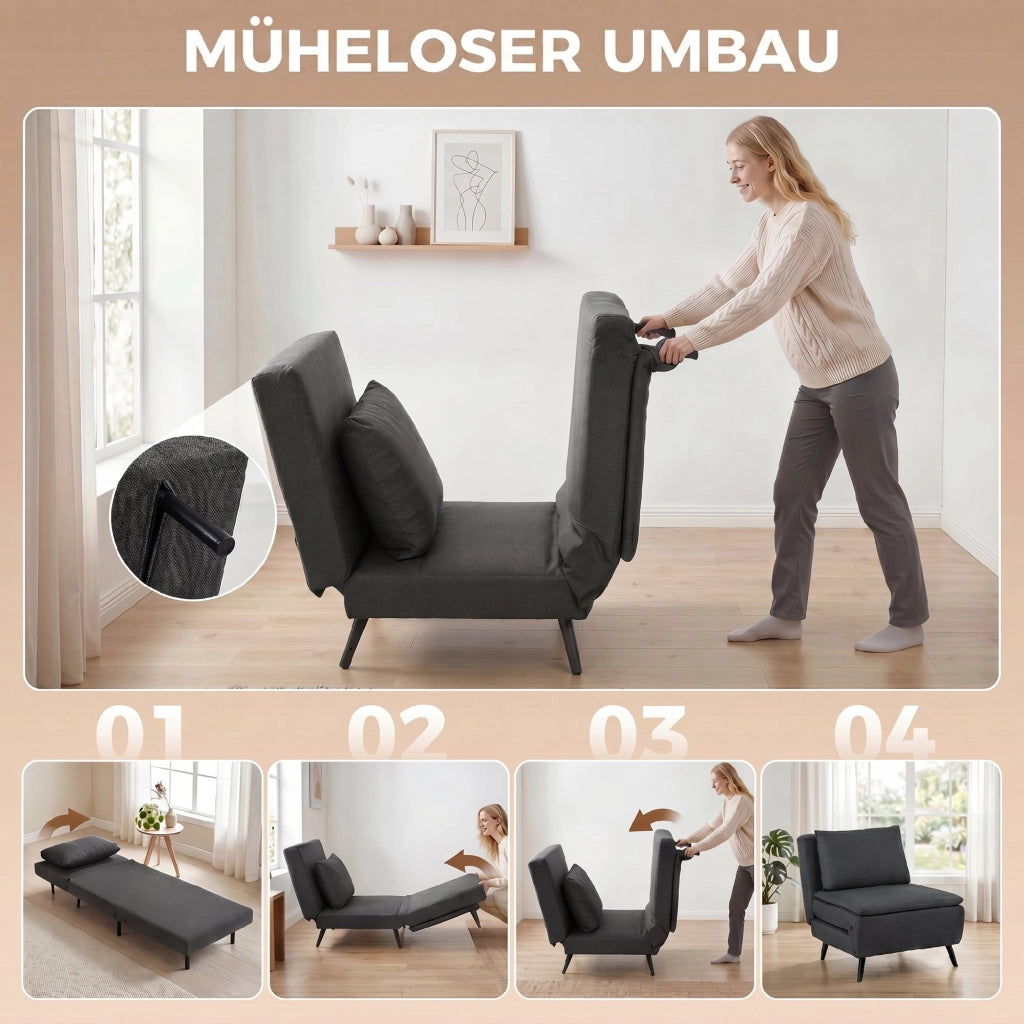 Poltrona letto reclinabile ¨C Minimal ¨C Tessuto grigio scuro