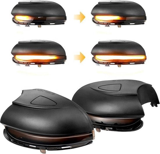 Kit di illuminazione LED per specchietti laterali - compatibile con Volkswagen Golf VI 2008-2012 & Touran 2010-2015 - Fumo - incl. Luce di marcia dinamica