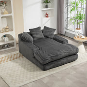 Chaise longue 125x155x63 cm con 3 cuscini; senza montaggio in velluto a coste grigio scuro