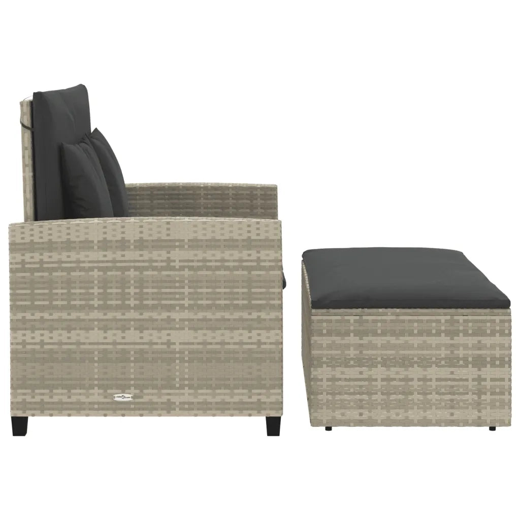 Divano da Giardino con Cuscini 2 Posti-Sofa da giardino Grigio Chiaro Polyrattan 652000