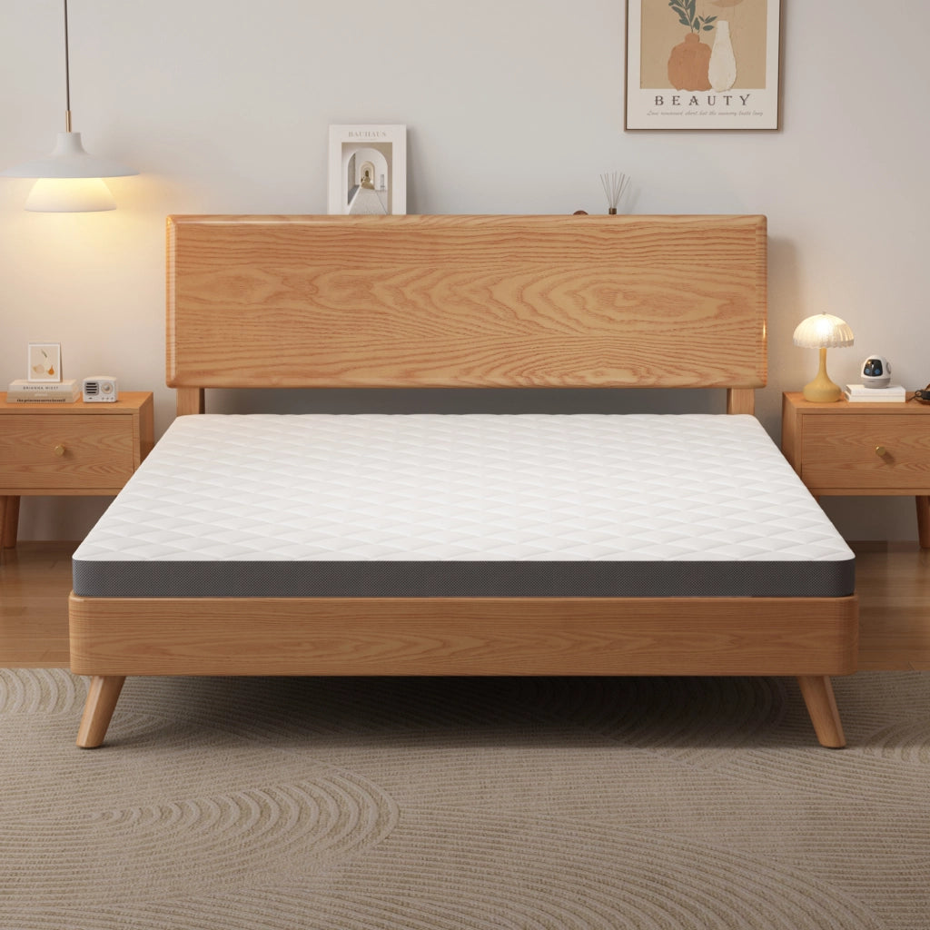Materasso 120 × 200 cm H3 in schiuma a 7 zone, certificato OEKO-TEX, bianco e grigio