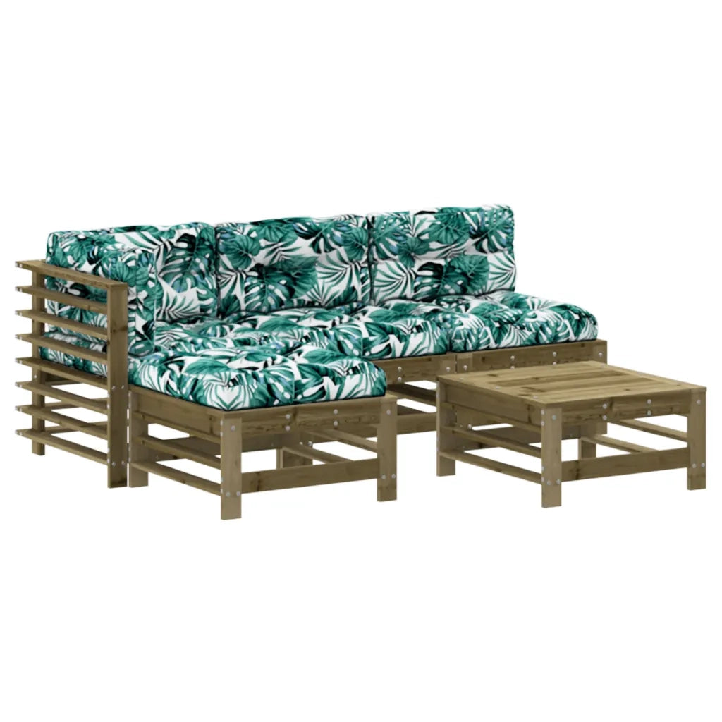 Set Divani da Giardino 5pz con Cuscini Legno Impregnato di Pinocod mxl 124465