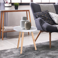 Tavolino Basso Ø40x40,5 cm in Legno e MDF Bianco