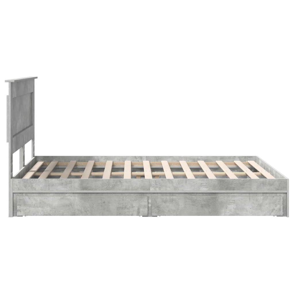 Letto con Contenitore con testiera Grigio cemento 150 x 200 cm 3410236