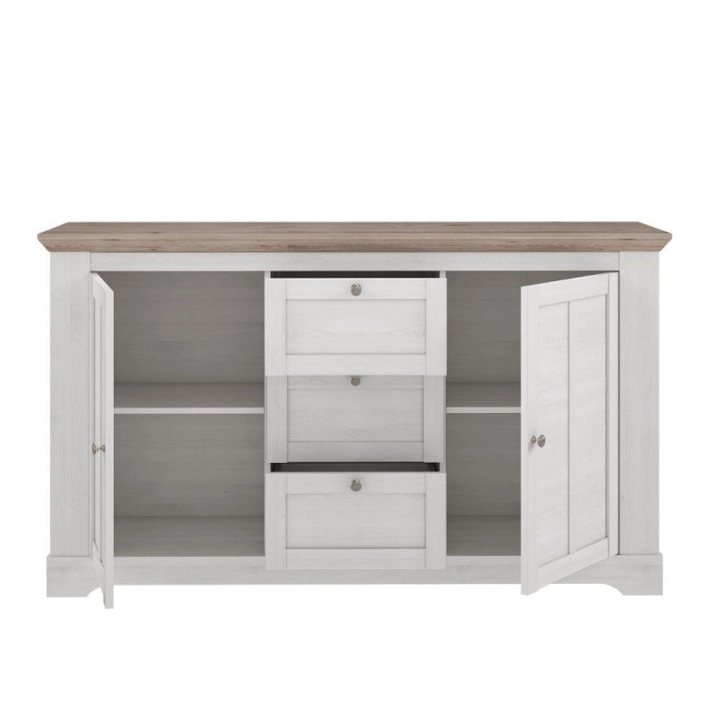 Madia Forma con 3 cassetti e 2 ante colore rovere neve e piano olmo scuro