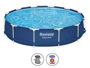 PISCINA STEEL PRO TONDA CON TELAIO PORTANTE CM.366X76H.  kg.22,7  lt.6.473 filtro cartuccia (art.56681)    BESTWAY