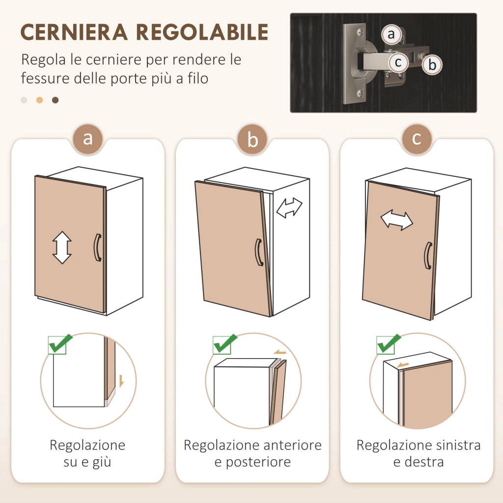 Credenza Stile Moderno Mobile Alto a 9 Ripiani Regolabili con Ante in Vetro 76x36x160 cm Nero e color Legno