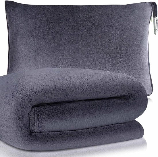 Set di cuscini per lettini da viaggio 180 x 100 cm pieghevoli - coperta per viaggio con borsa - lunghe vacanze in campeggio - grigio