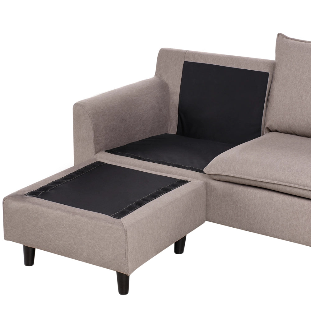 Divano componibile angolare in tessuto tortora lato destro Cuscino schienale stile moderno