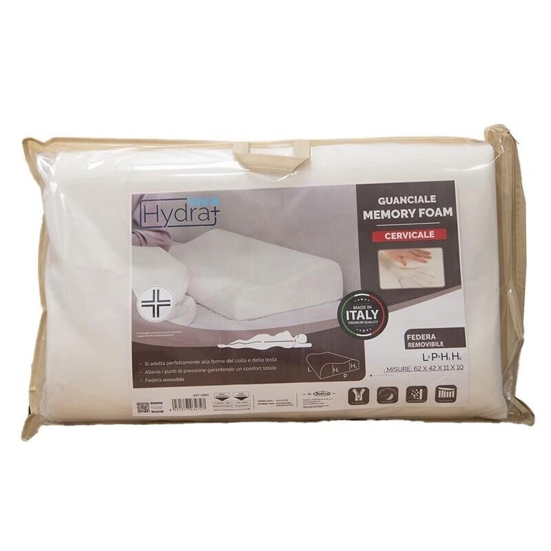HYDRA VIVA GUANCIALE MEMORY CERVICALE L62 X P42 X H11 X H10 CON FEDERA REMOVIBILE