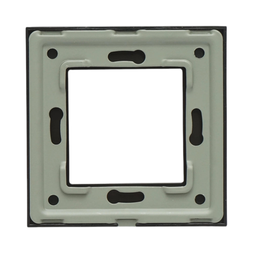 Cornice singola in vetro nero per presa e interruttore 86x86x10 mm