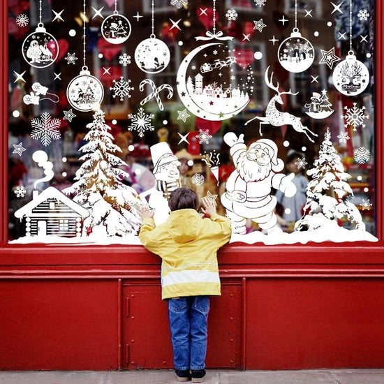 Decorazione per finestre autoadesiva per Natale 260 pezzi decorazione per finestre bianca decorazione per finestre invernale adesivi per finestre a forma di fiocco di neve decorazione per Natale per finestre