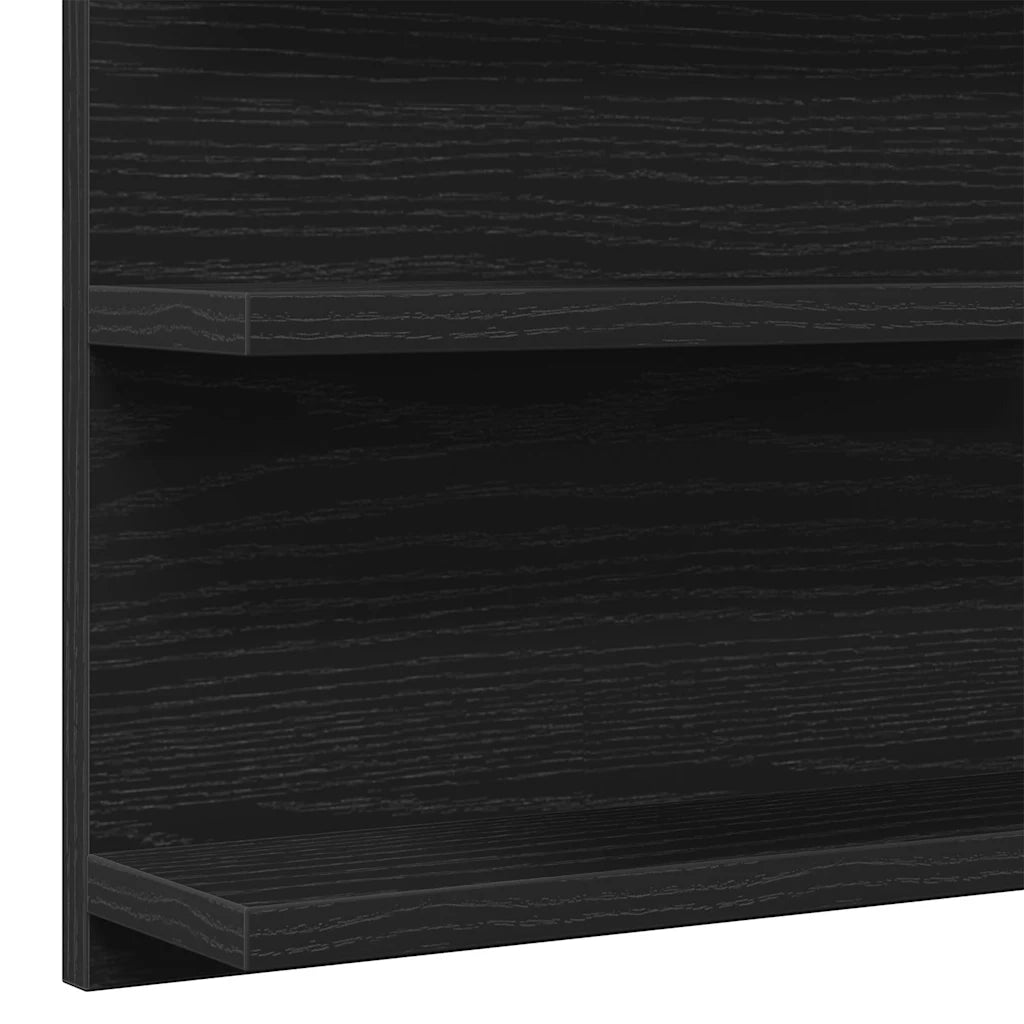Mobiletto con Specchio per Bagno Rovere Nero 90x11x45 cm in Legno Massello 862029
