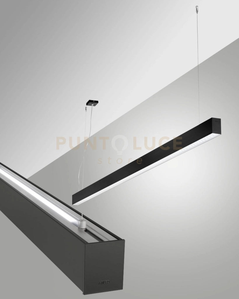 MILLET SOSPENSIONE DOPPIA EMISSIONE NERA A LED 4000K 3580+1440LM 23W- 15W PRISMATIC DIMMERABILE DALI IP40 MT