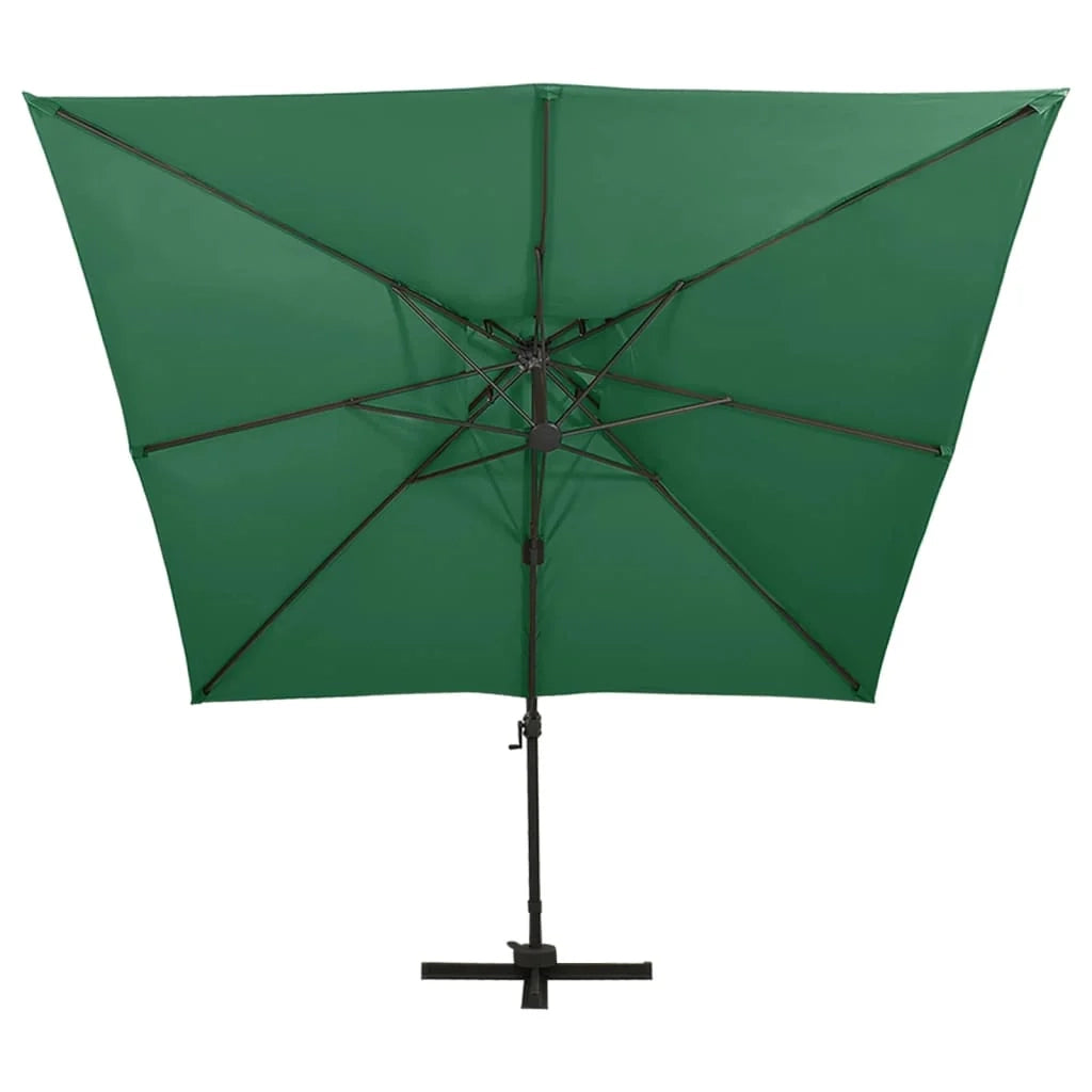 Ombrellone da esterno decentrato con doppio tetto 300 x 300 cm verde 02_0008563
