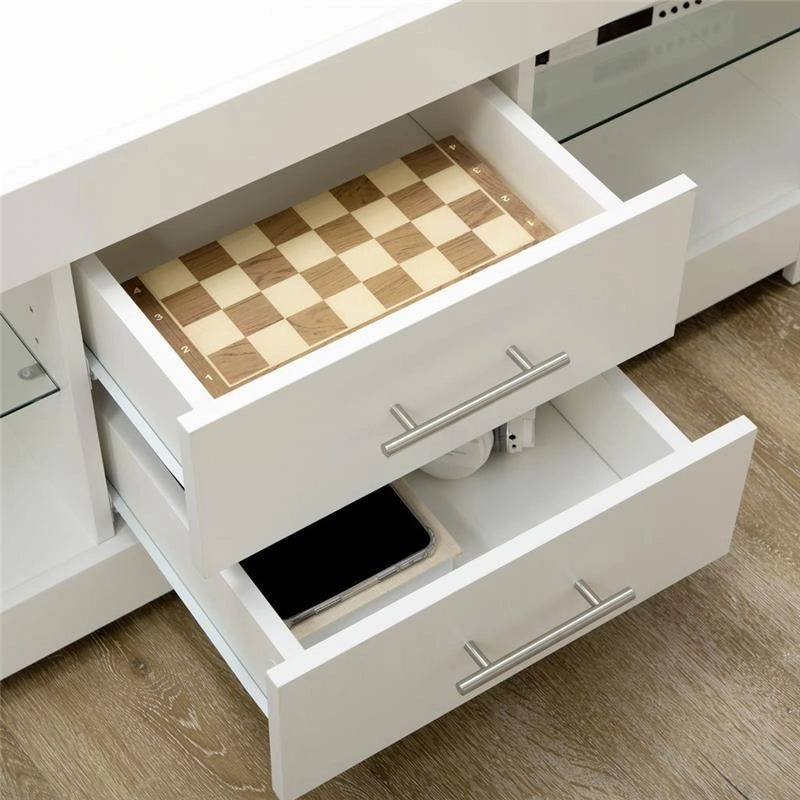 MOBILE PORTA TV DA 55" CON LUCI LED A 12 COLORI E TELECOMANDO LEGNO E VETRO