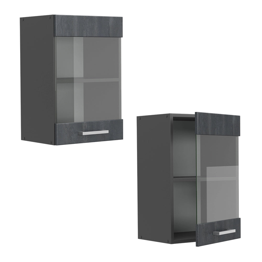 Vicco Mobile da cucina in vetro Calcestruzzo nero 40 cm
