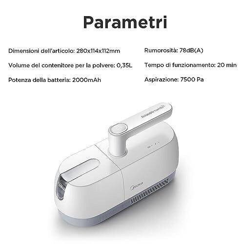 Midea B5D Aspirapolvere per Materassi con Lampada Uv Bianco