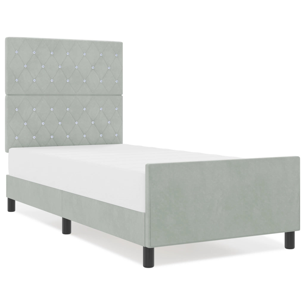 Struttura del letto  Grigio chiaro 100x200 cm Velluto