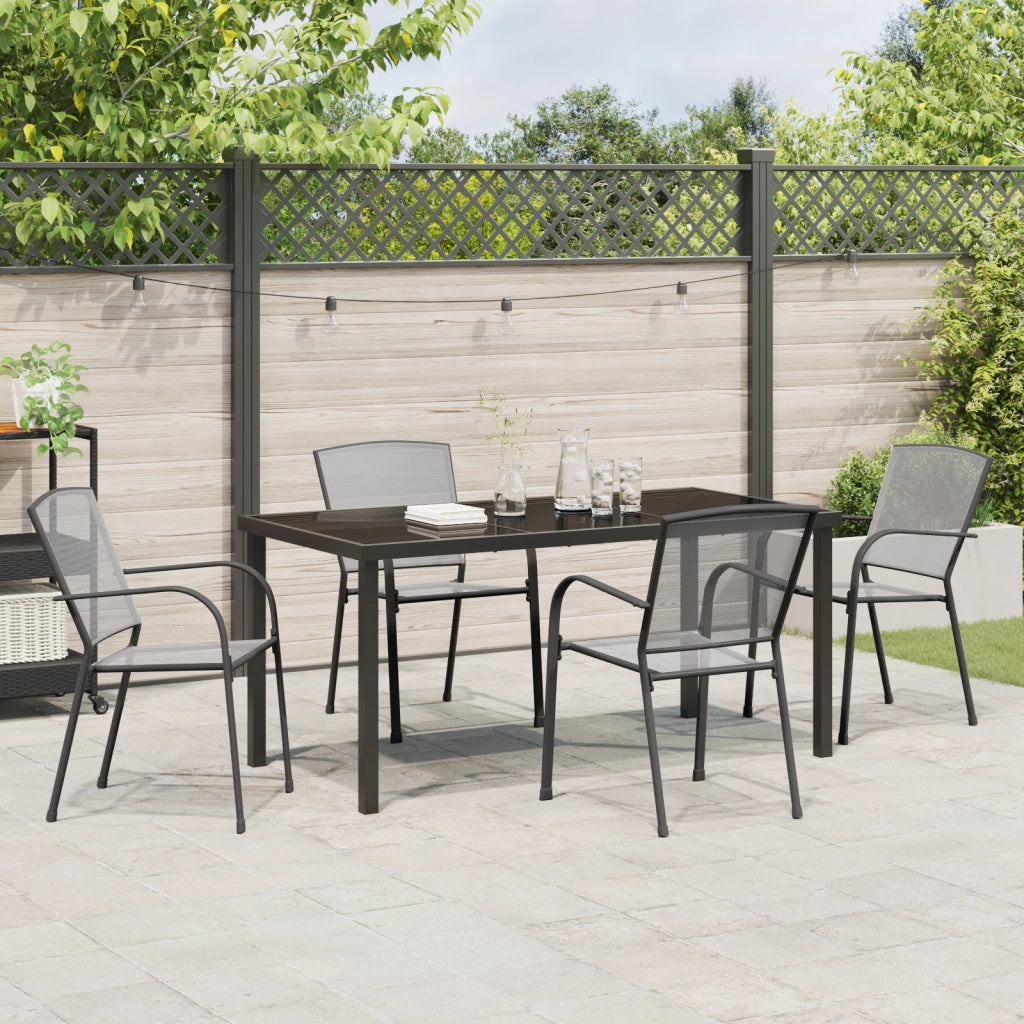 Set da Pranzo da Giardino 5 Pezzi in Acciaio Antracite