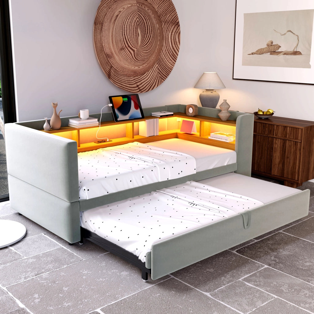 Letto divano estraibile flanella 90/180x190 cm