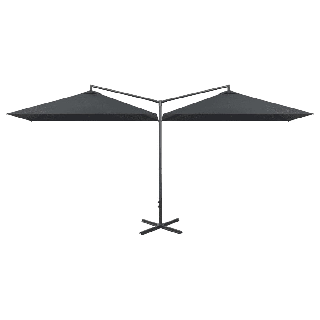 Ombrellone Doppio con Palo in Acciaio Antracite 600x300 cm 312556