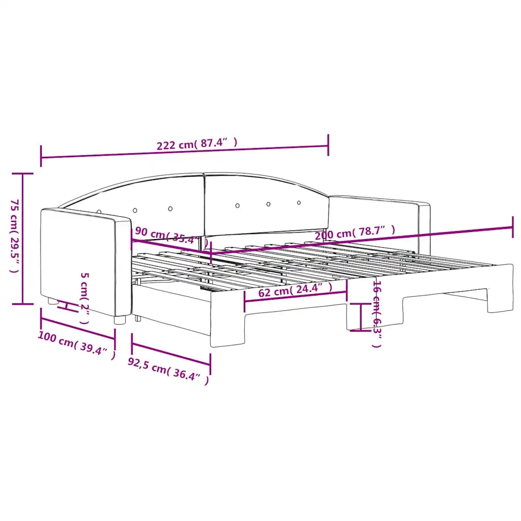 vidaXL Divano Letto con Letto Estraibile Grigio Scuro 90x200cm Velluto