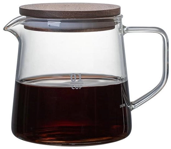 Caraffa da caffè di alta qualità in vetro di borosilicato con coperchio in legno